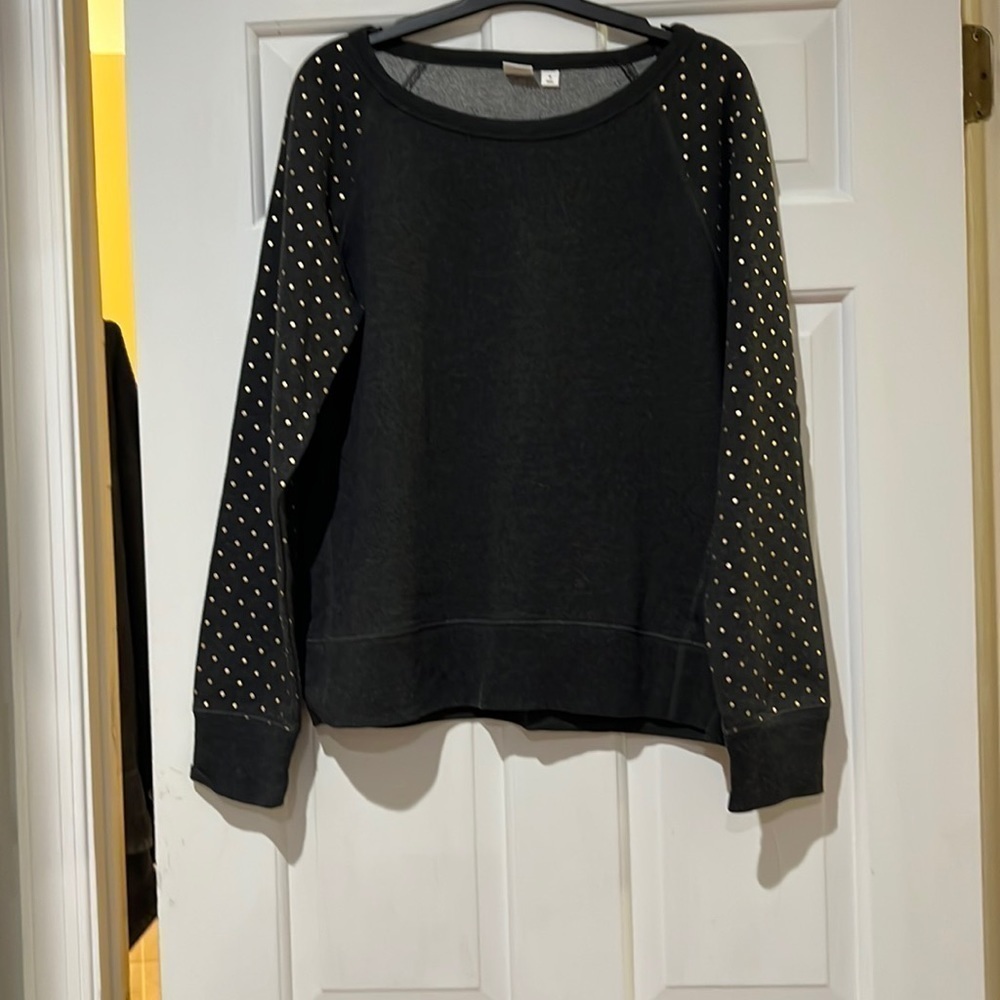 Gap Sweatshirt with Gold Metallic Dots on Raglan Sleeves